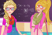 game Elsa and Aurora Back to School