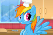 game Rainbow Dash Cooking M&M Cake